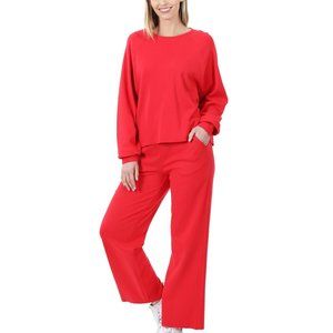 Red Rudy Raglan Sleeve Top & Lounge Pants Set